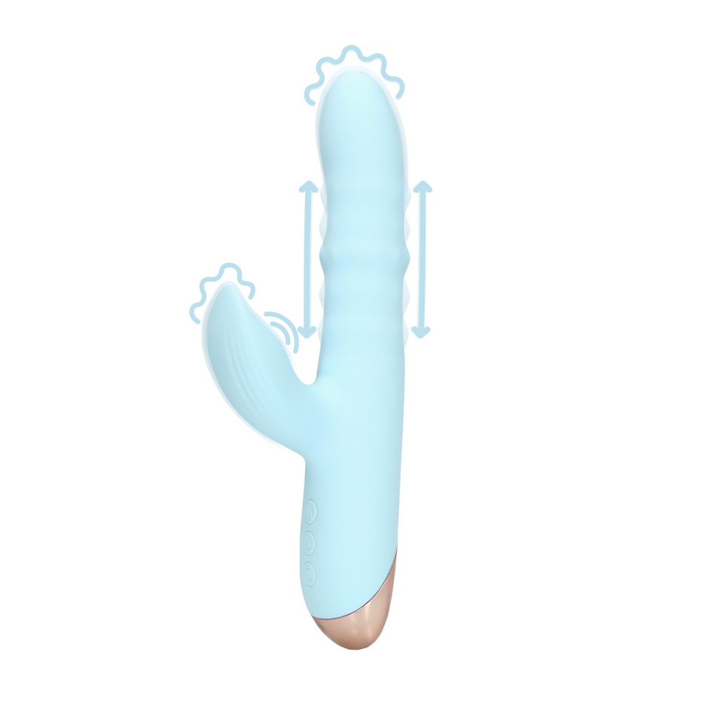 Pulse Wave en Op-en-Neer Beweegbare Ring Vibrator - Arctic Blue