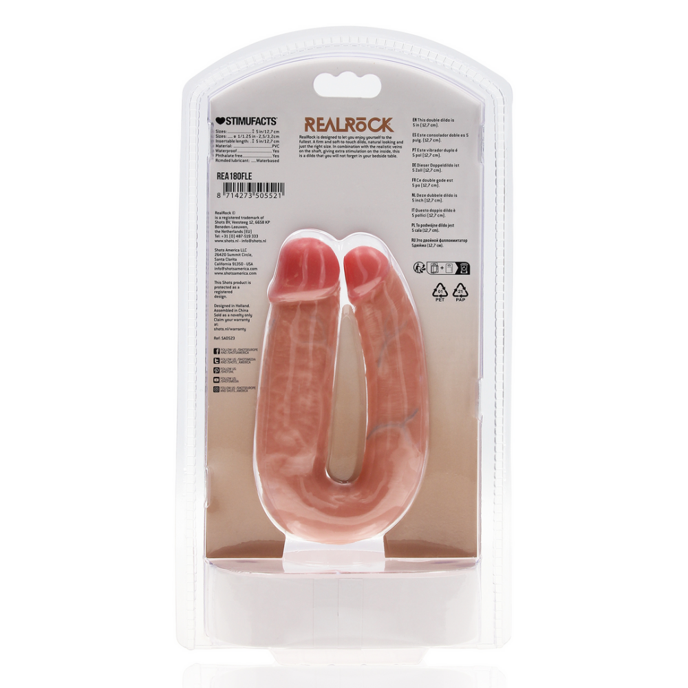 U Vormige Dubbele Dildo 5 / 12,7 cm - Vlees